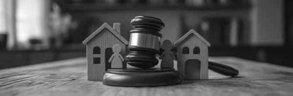 Wooden Gavel with House Models