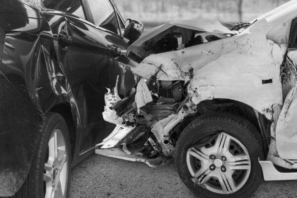 car crash accident damage on the road